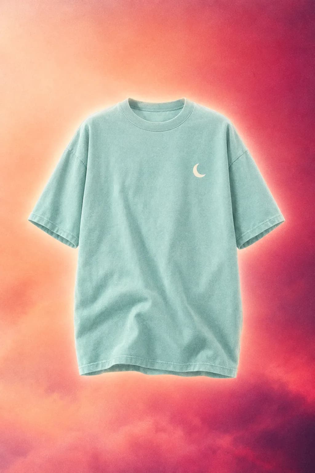 Oversized crewneck t-shirt with a small crescent chest logo