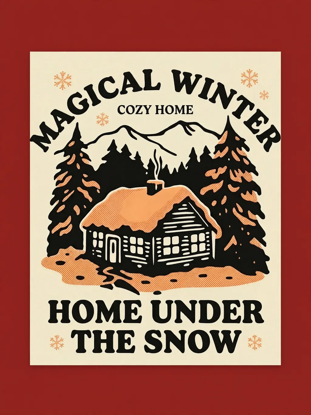 Example red holiday sweater graphic with festive lettering
