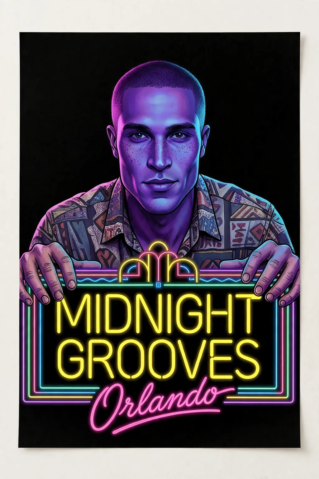 Example neon style portrait poster art