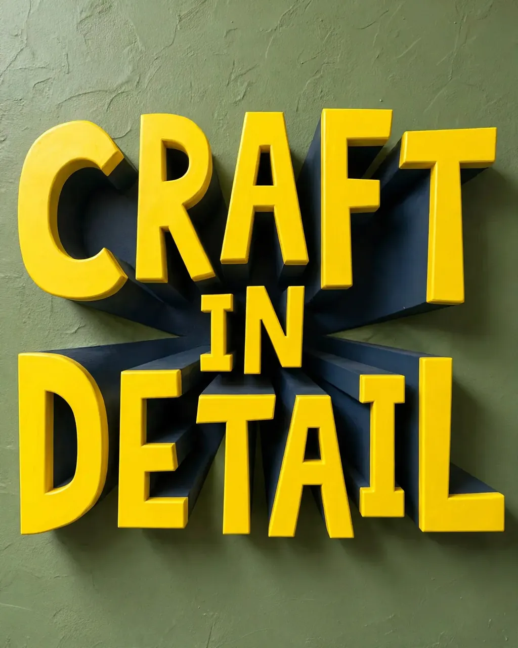 Close-up of bold dimensional lettering on example poster art