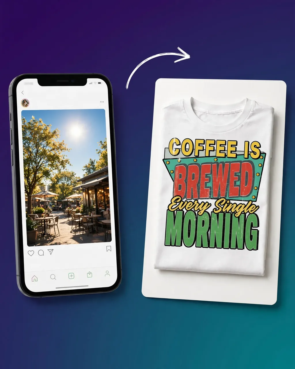 A photo from a phone turned into a finished tee design