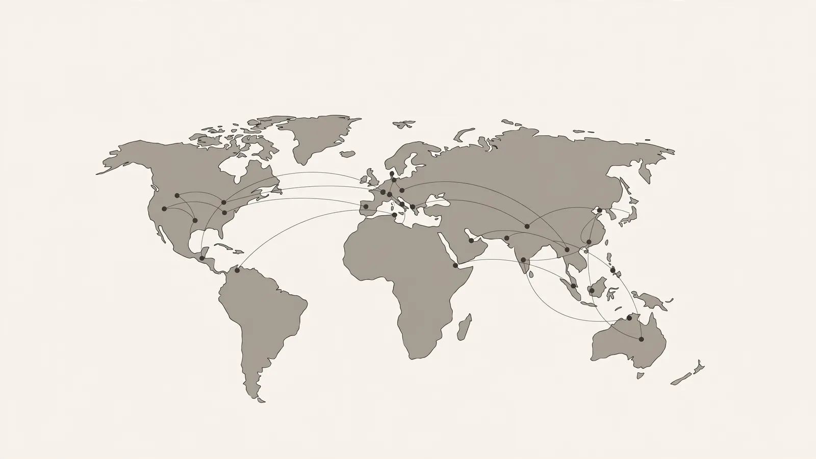 Stylized map illustration of printed orders traveling out to buyers